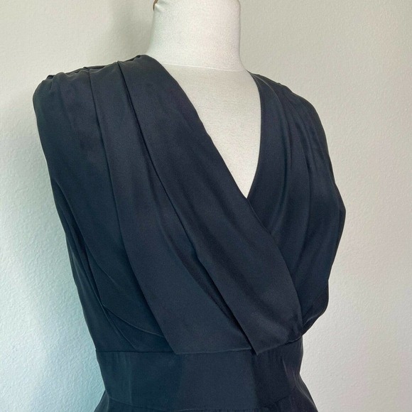 Kenneth Cole Silk Faux Wrap Pocket Black Dress NWT - Picture 2 of 9